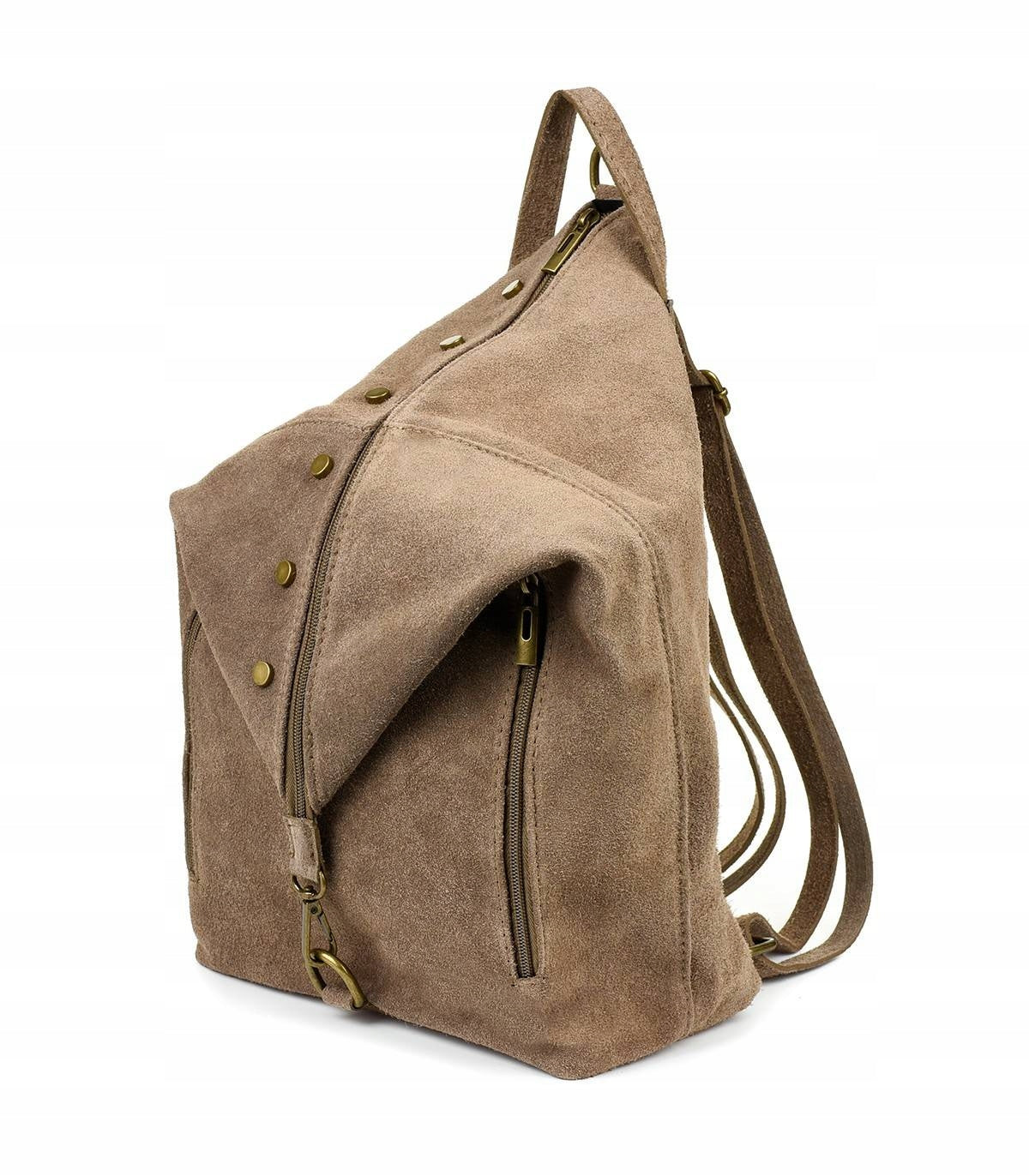 Women's Backpack Leather Suede Large Italian A4 Leather Reclining Bag