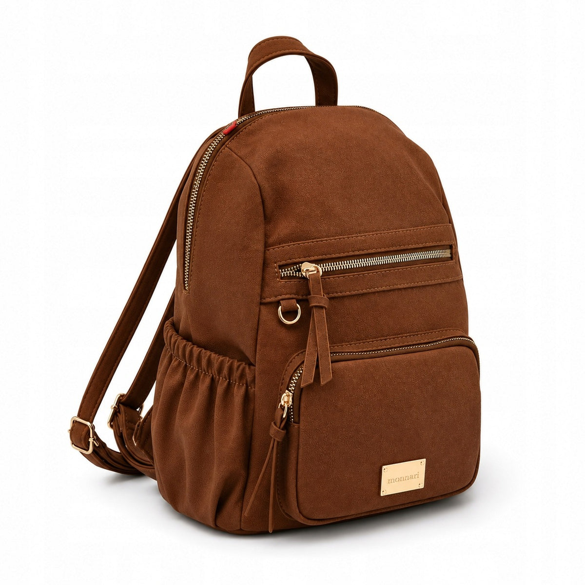 Women's Backpack MONNARI Eco Leather Spacious Fashionable Adjustable Gold Fittings BROWN Brand Monnari