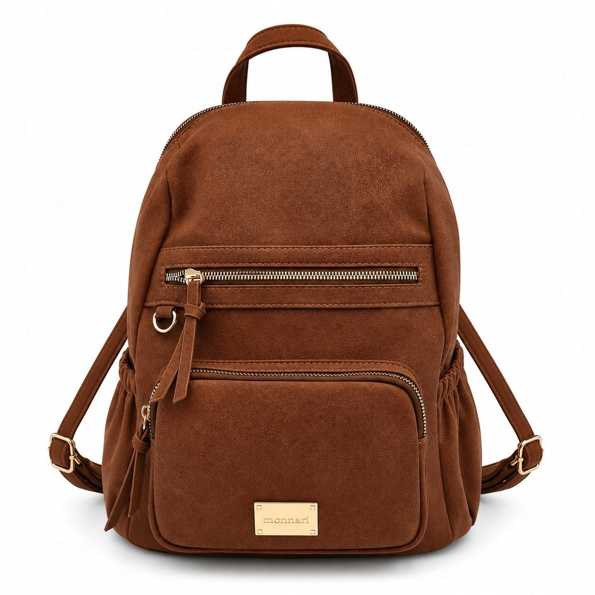 Women's Backpack MONNARI Eco Leather Spacious Fashionable Adjustable Gold Fittings BROWN Packaging status original