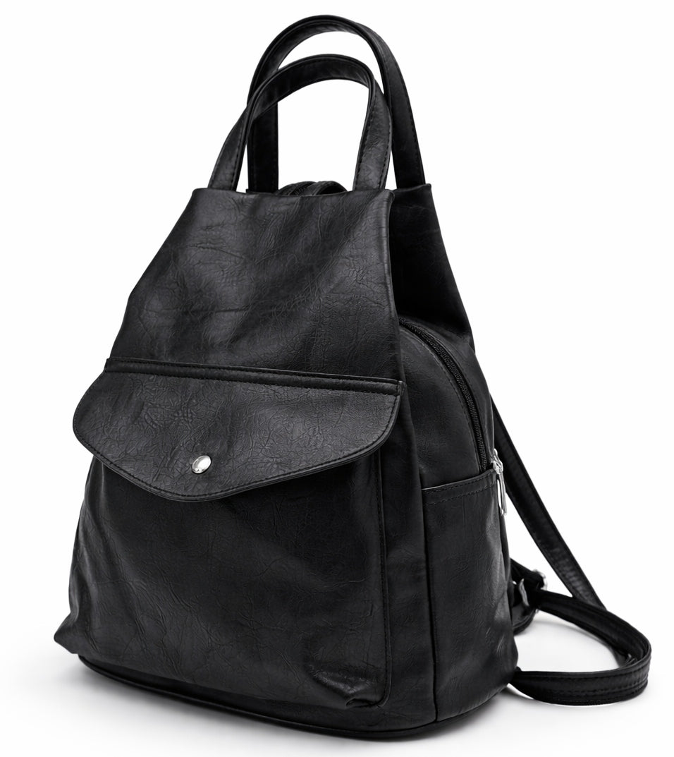 Women's Backpack Marco Contti Black Suede Urban Elegant Brand Marco Contti