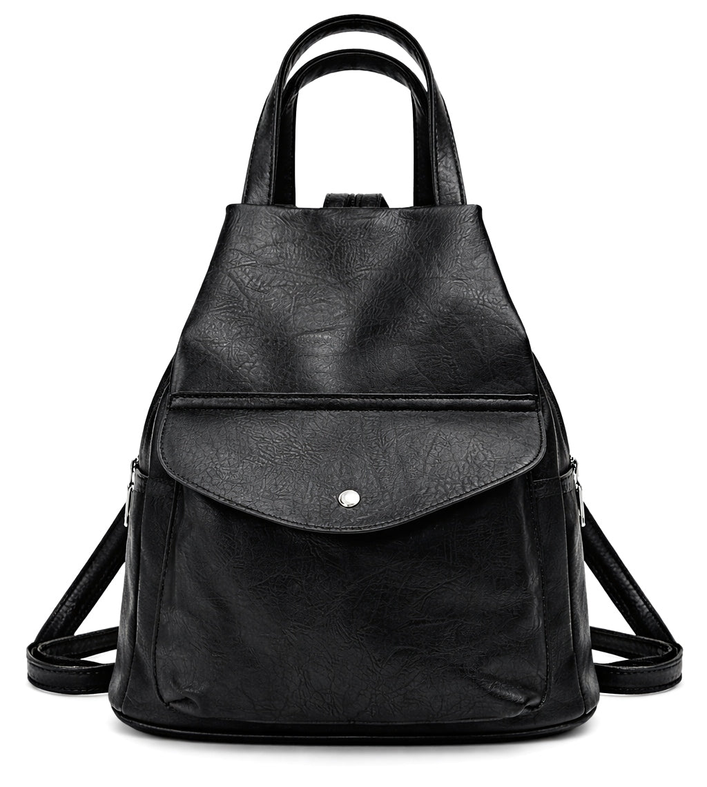 Women's Backpack Marco Contti Black Suede Urban Elegant Packaging status original