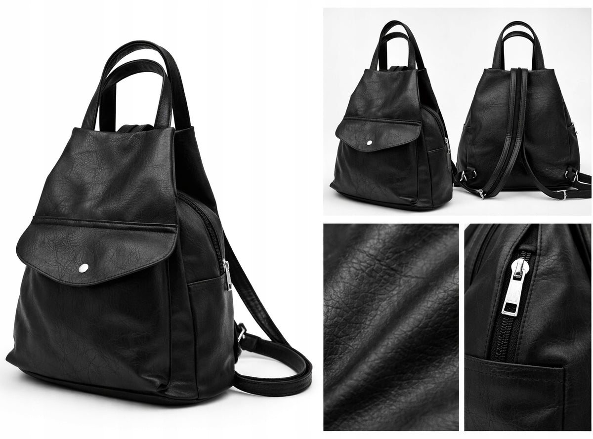 Women's Backpack Marco Contti Black Suede Urban Elegant