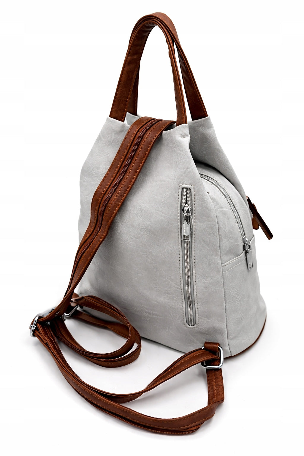 Women's Backpack Marco Contti Grey 2in1 Leather Eco Urban Elegant Brand Marco Contti