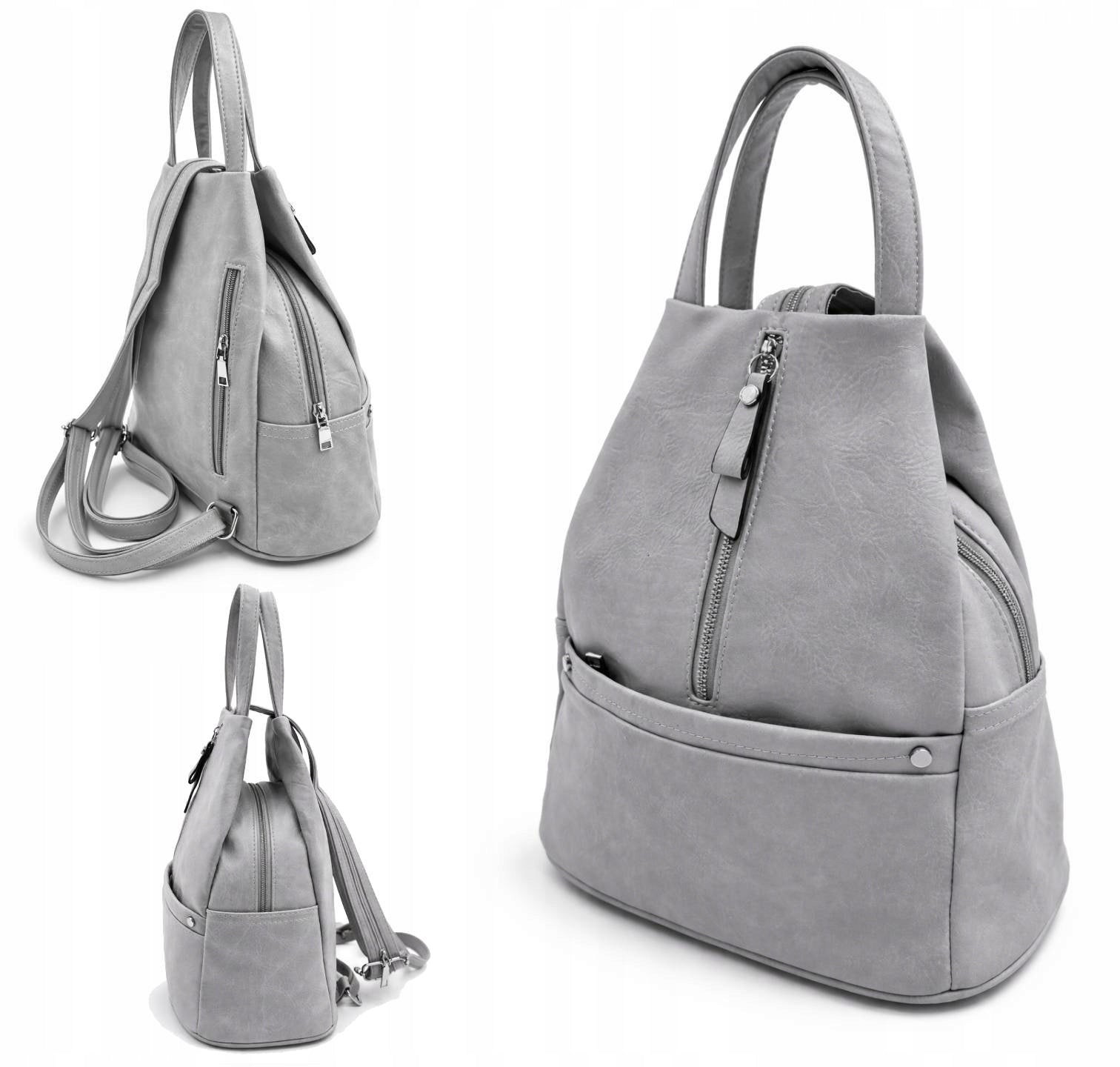 Women's Backpack Marco Contti Grey Urban Leather Eko 2in1