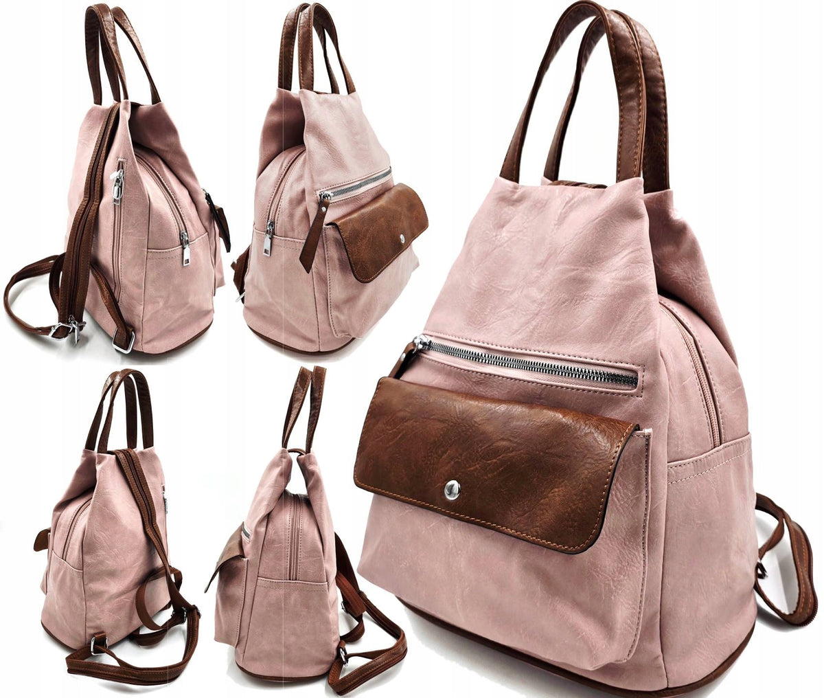 Women's Backpack Marco Contti Leather Powder Pink Backpack Bag