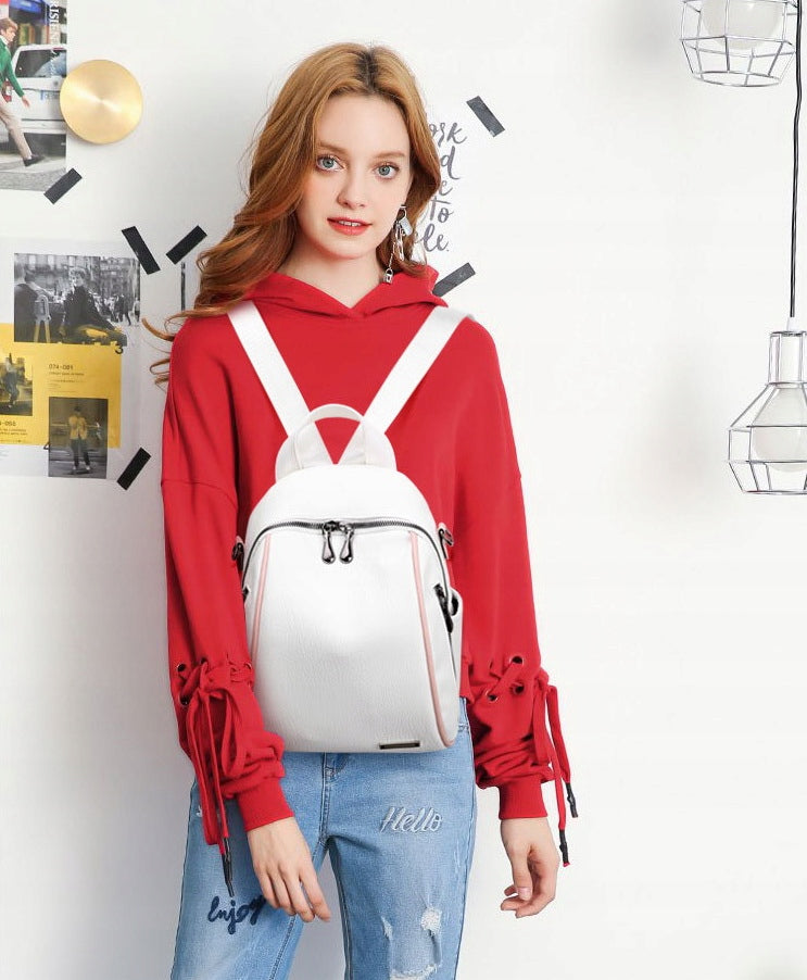 Women's Backpack School Work Backpack Elegant Eco Leather White Gift Brand Likado