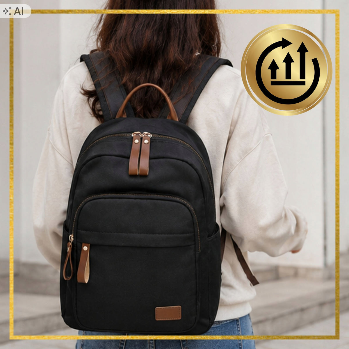Women's Backpack Urban Compact Lightweight Black School Work Stylish Packaging status original