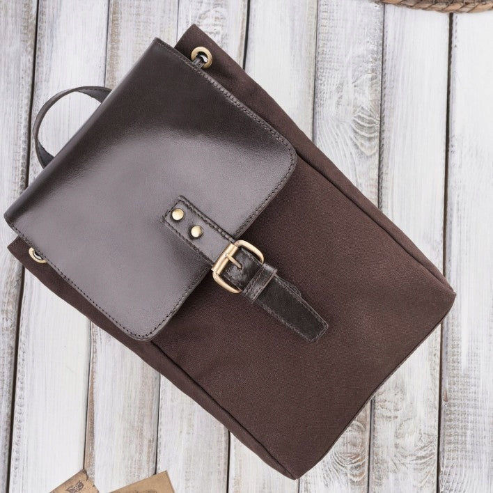 Women's Backpack Urban Small Brown Retro Leather Backpacks Paolo Peruzzi Brand Paolo Peruzzi
