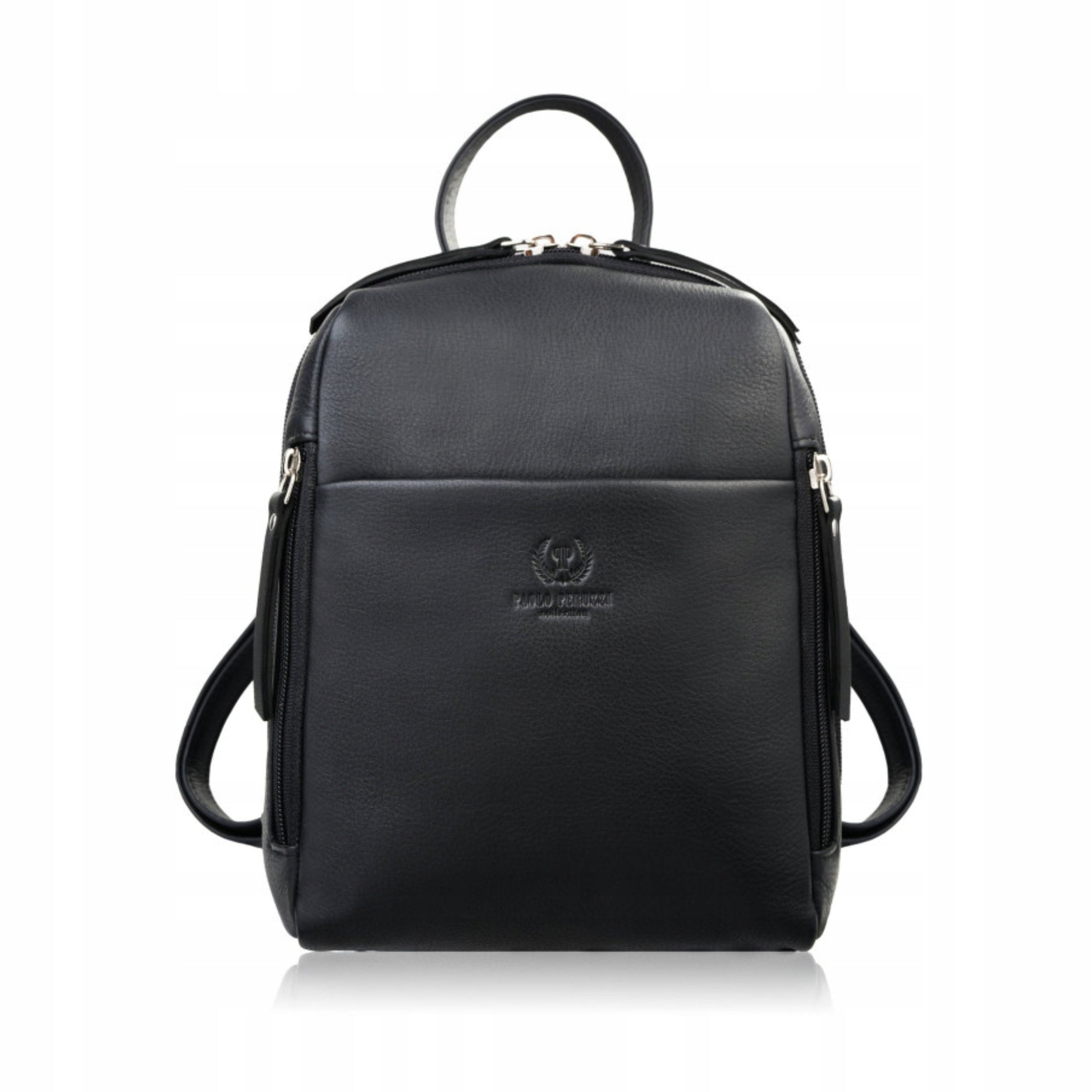 Women's Backpack Urban Small Elegant Leather Paolo Peruzzi Black
