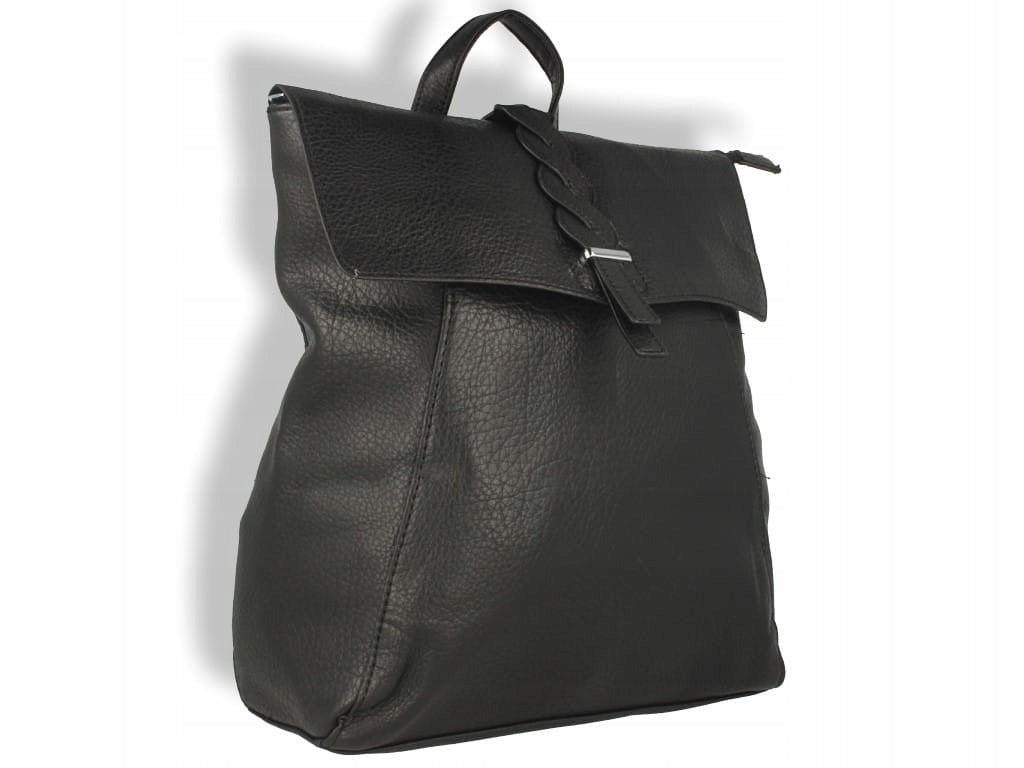 Women's Black Urban Backpack with Braided Strap Brand no brand