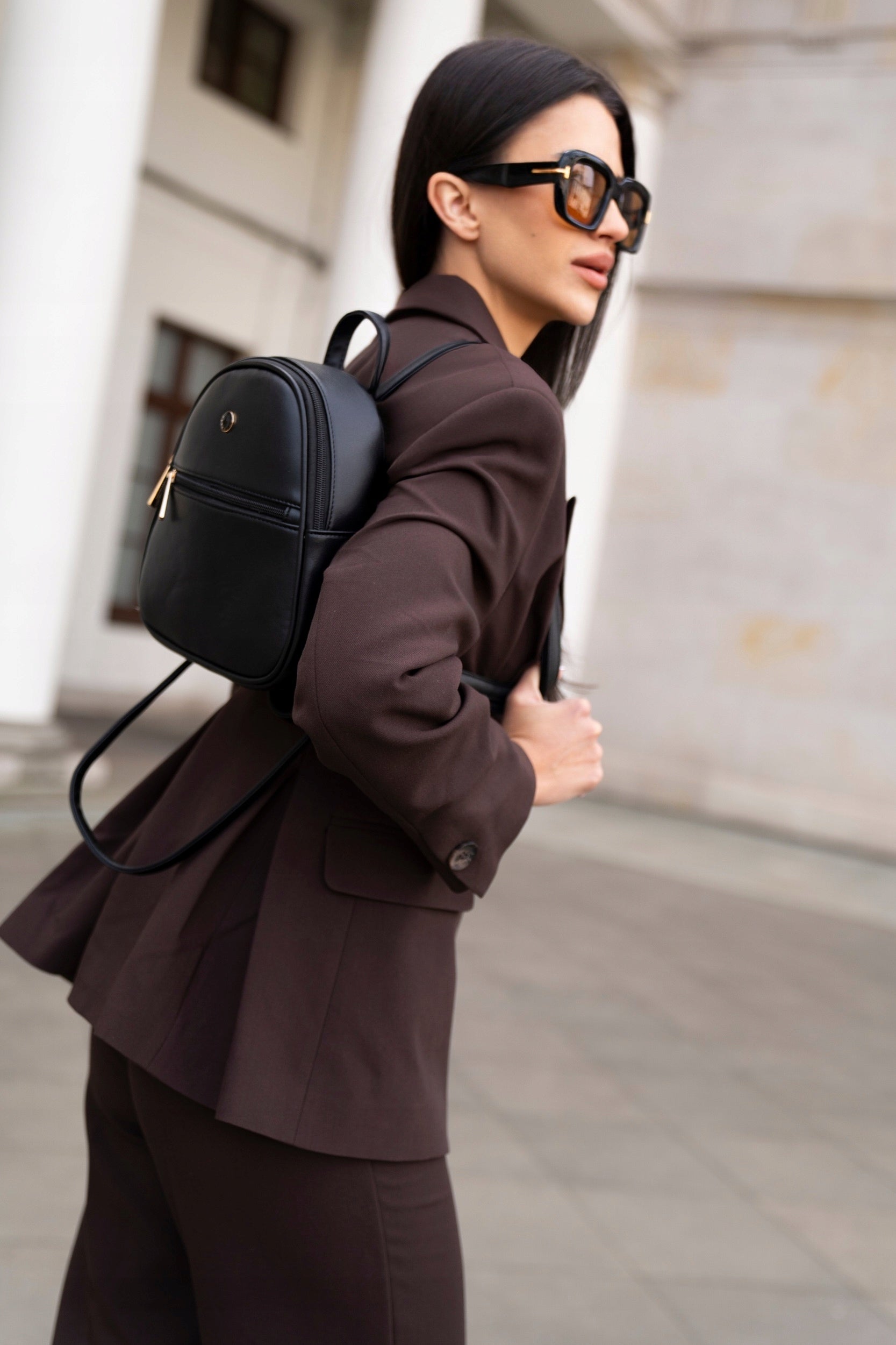 Women's City Backpack Small Stylish Faux Leather Peterson in Eco Leather Packaging status original
