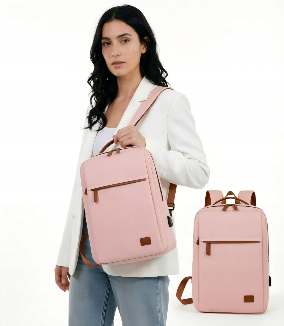 Women's Laptop Backpack, Spacious Pink School Bag for Work & Youth