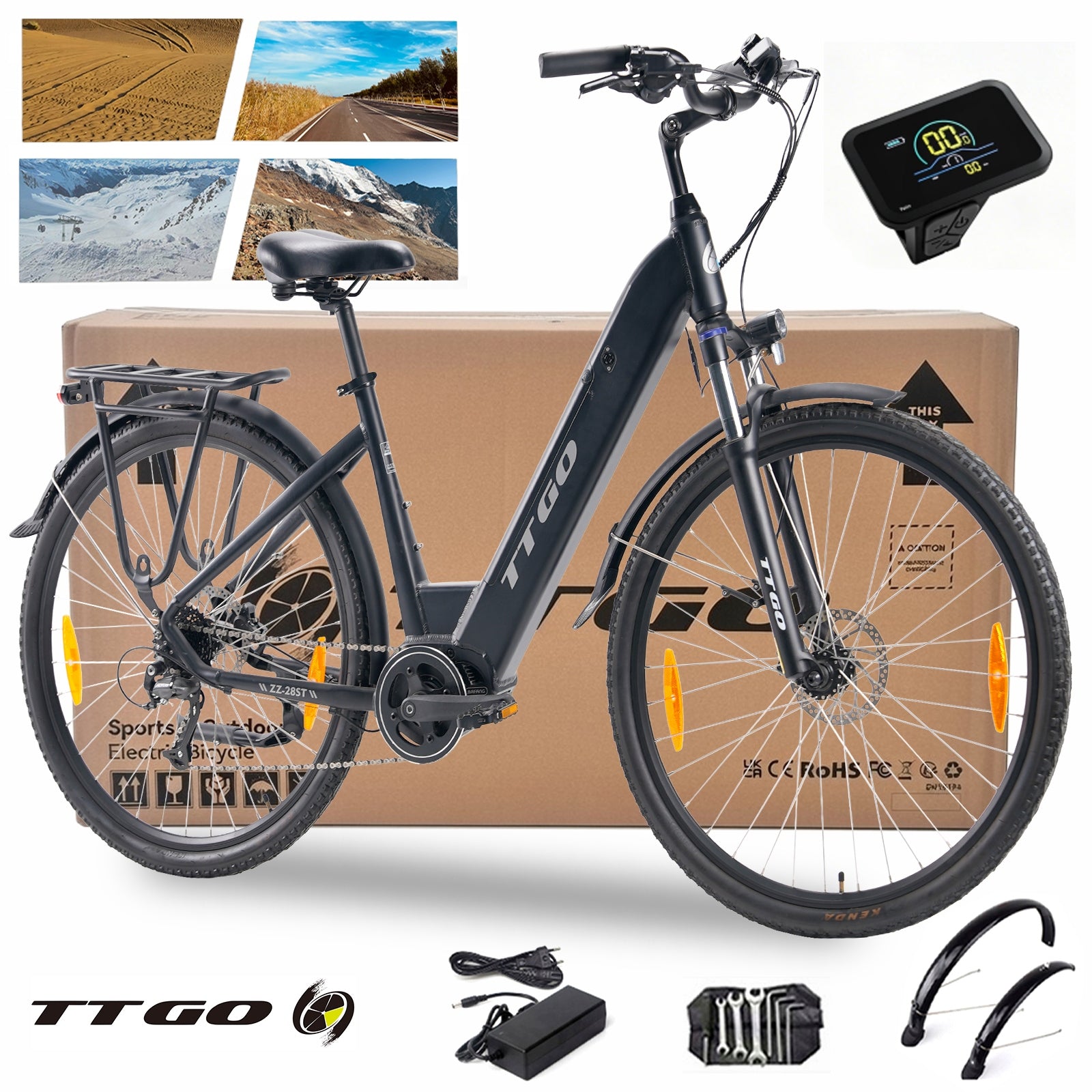 Women's/Men's Electric Bikes TTGO HZ-28ST 250W 36V20Ah 120KM 28'' EBIKE