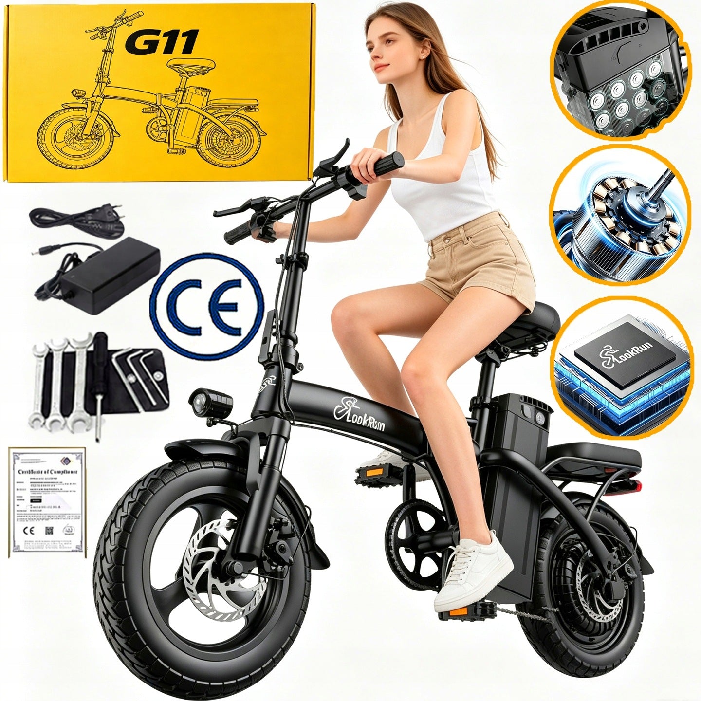Women's/Men's Electric Vehicle LookRun G11 400W 48V 35km/h 14" PL
