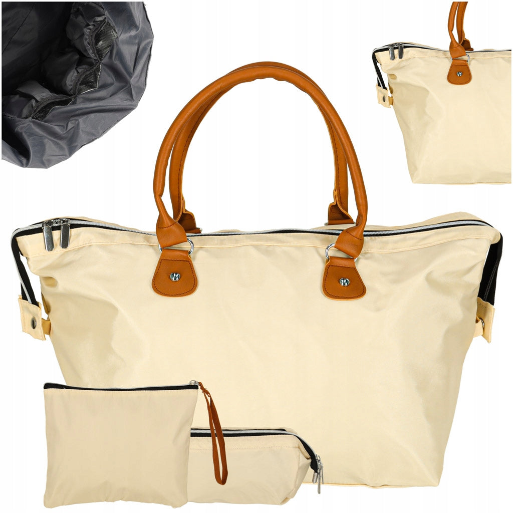 Women's Multi-Functional Travel Stroller Bag for Mom Set Beige