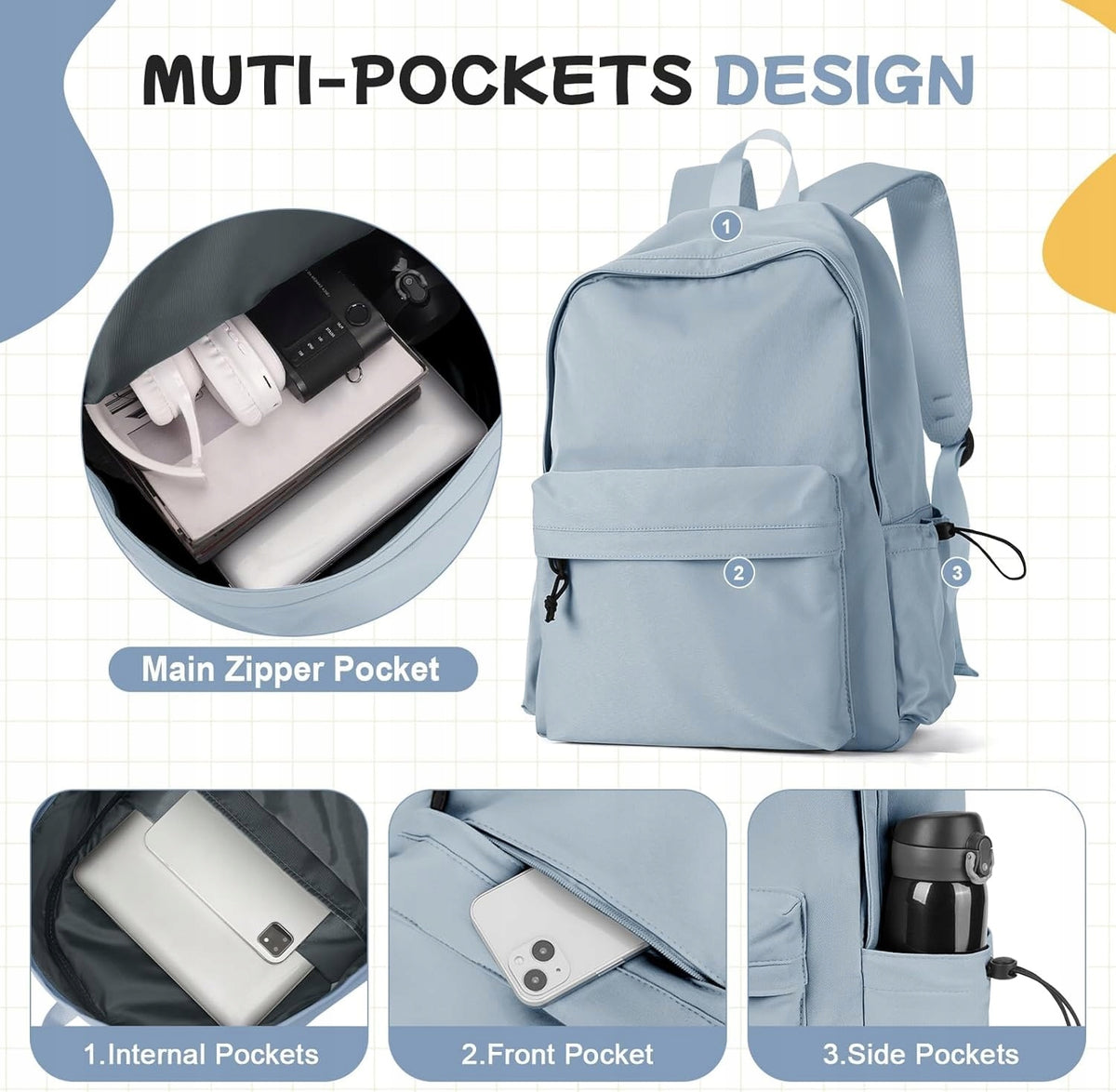 Women's School Backpack Waterproof 14" for Youth Laptop Brand no brand