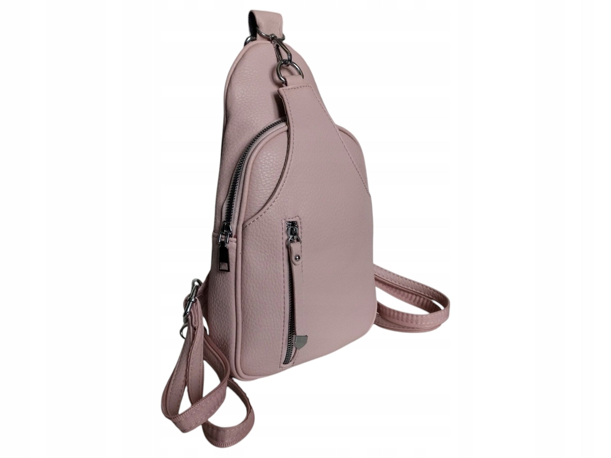 Women's Shoulder Backpack, Women's Bag, Pink, Small Urban, Eco Leather