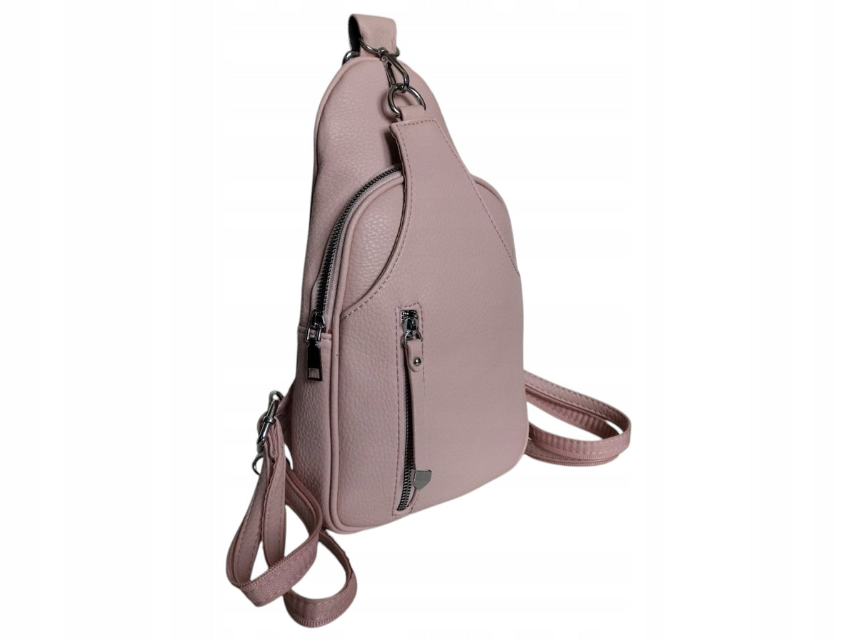 Women's Shoulder Backpack, Women's Bag, Pink, Small Urban, Eco Leather
