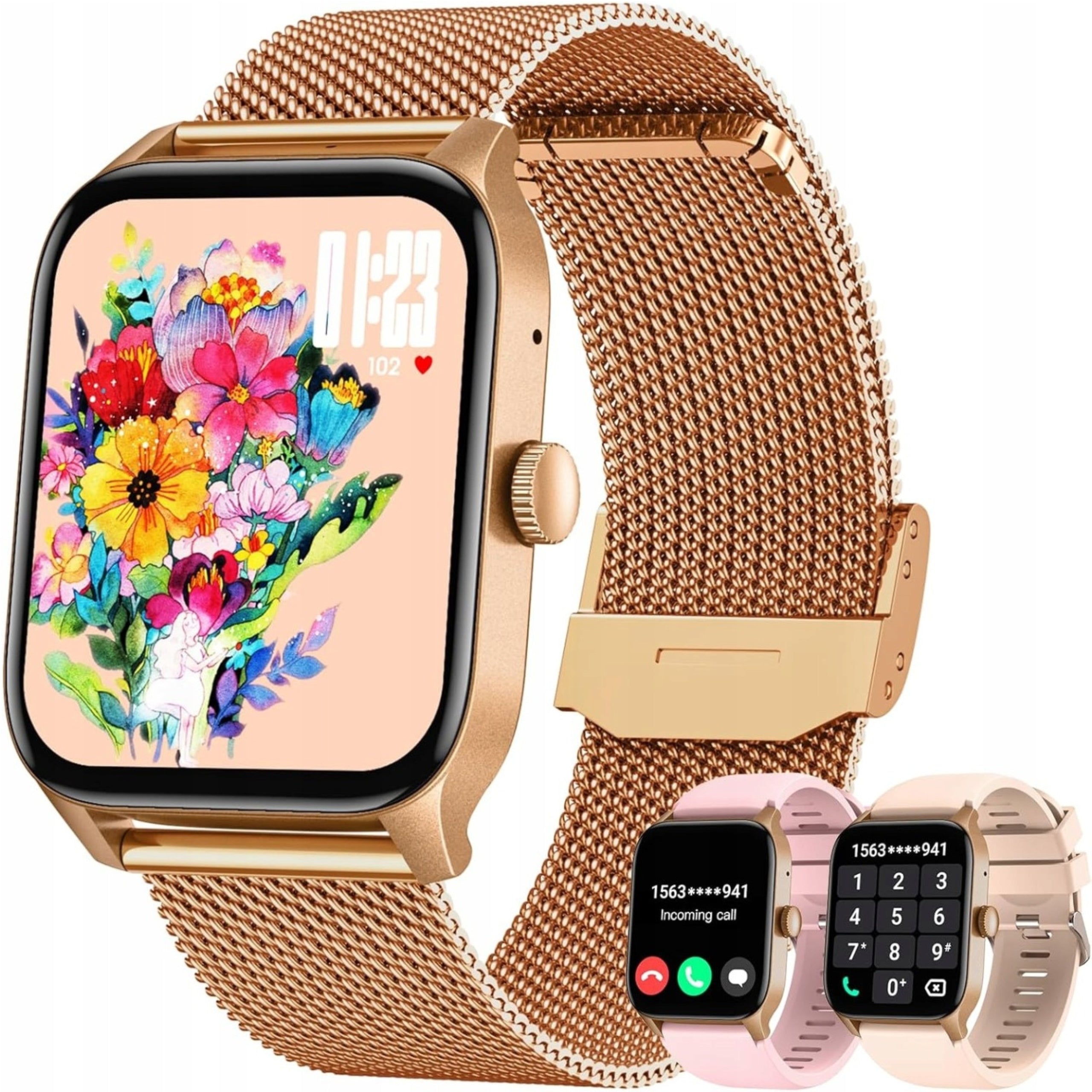 Women's Smartwatch Doomixs Bluetooth HD 1,83'' IP67 gold fitness