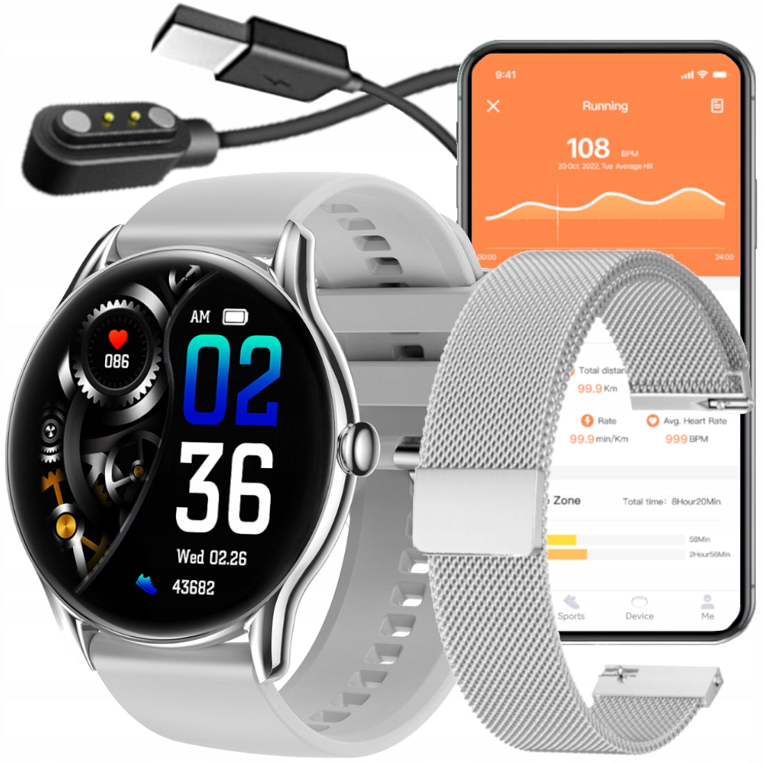Women's Smartwatch ELEGANT STEPS SPORT GlacierX Sphere+ Bracelet