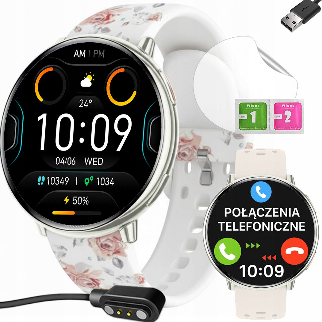 Women's Smartwatch Elegant GPS, BT Calls, 2 Straps Included + Foil