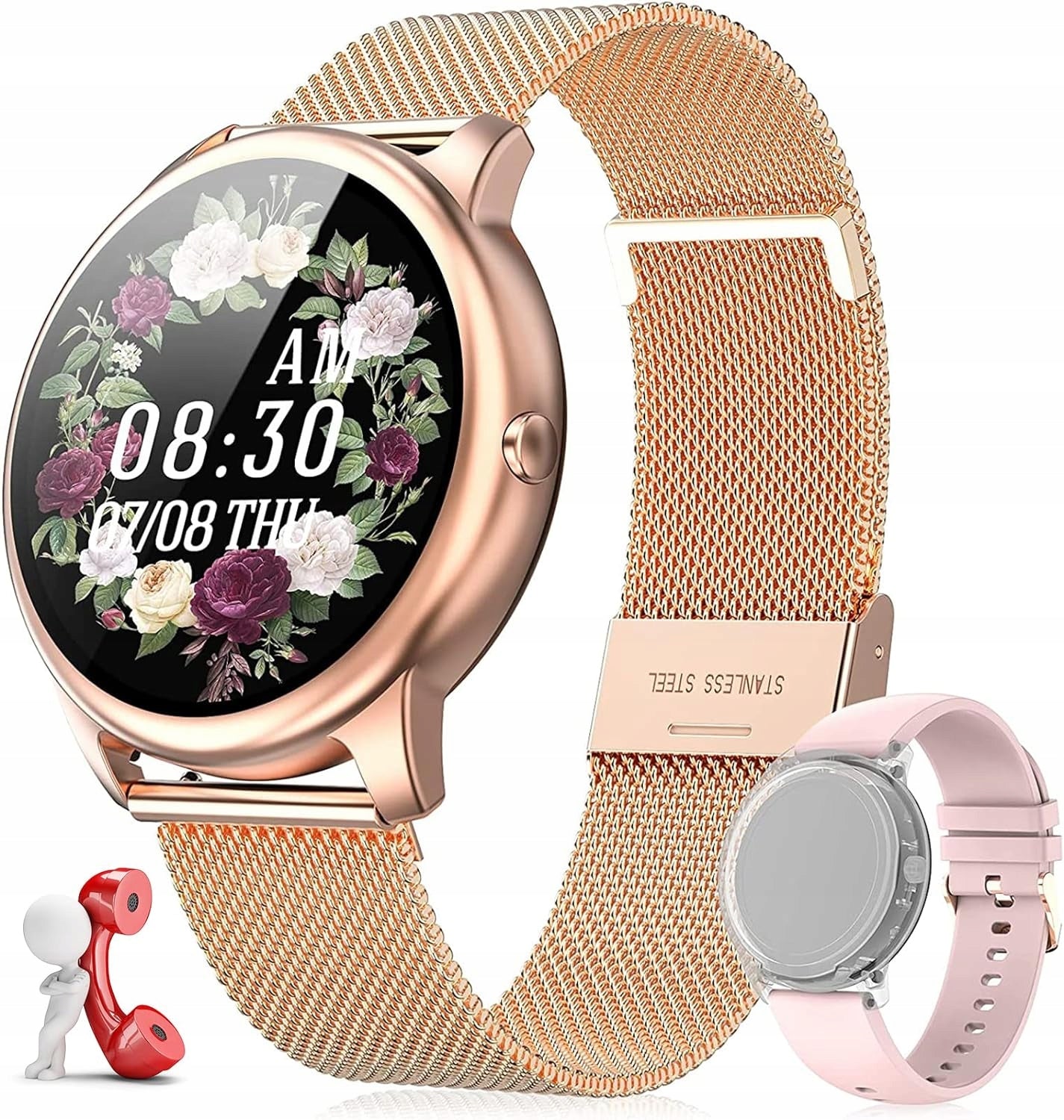 Women's Smartwatch, Fitness Tracker with Pedometer, iOS Android Gold