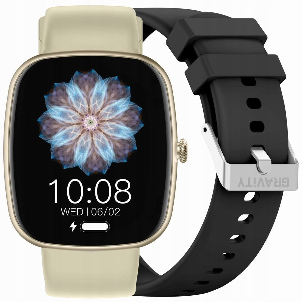 Women's Smartwatch GRAVITY GT18-7 Beige Silicone Strap Black Strap