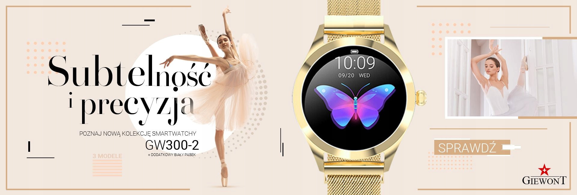 Women's Smartwatch Giewont + Additional Strap GW300-2 Color gold