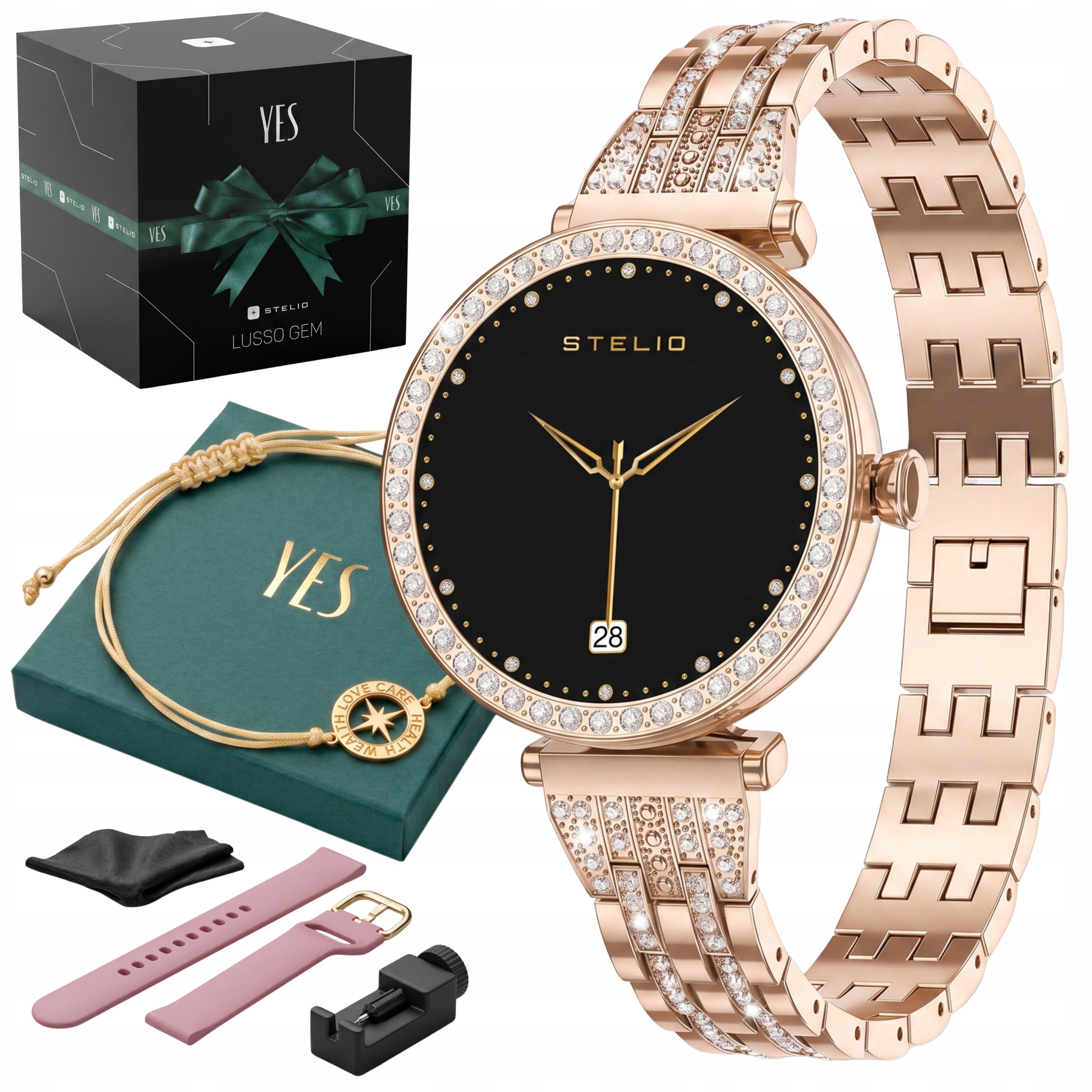 Women's Smartwatch Gold AI AMOLED Conversation Waterproof IP67 +YES Bracelet