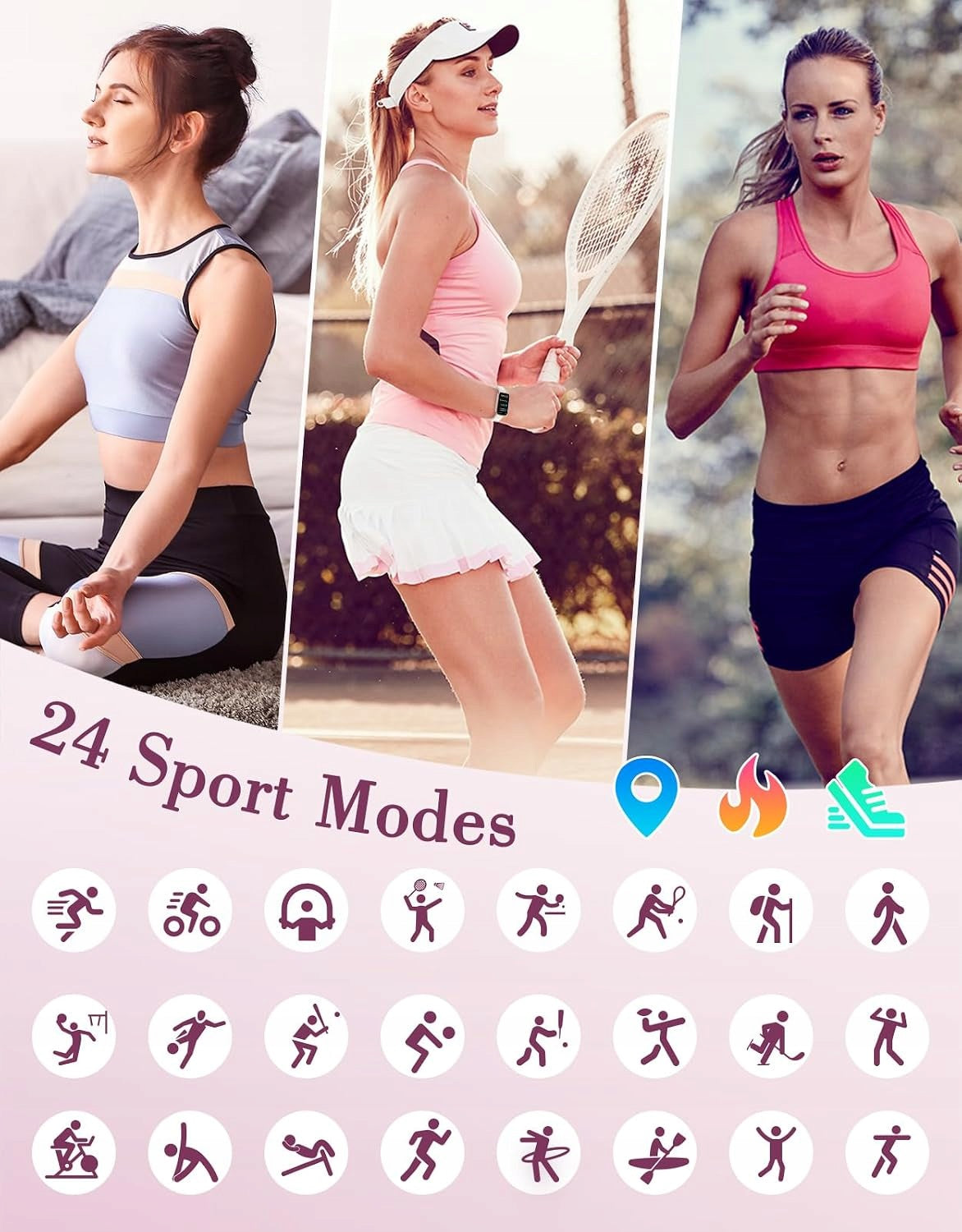 Women's Smartwatch HD 1,47" Pulse Oximeter IP68 24 Sports Modes Bluetooth Brand no brand