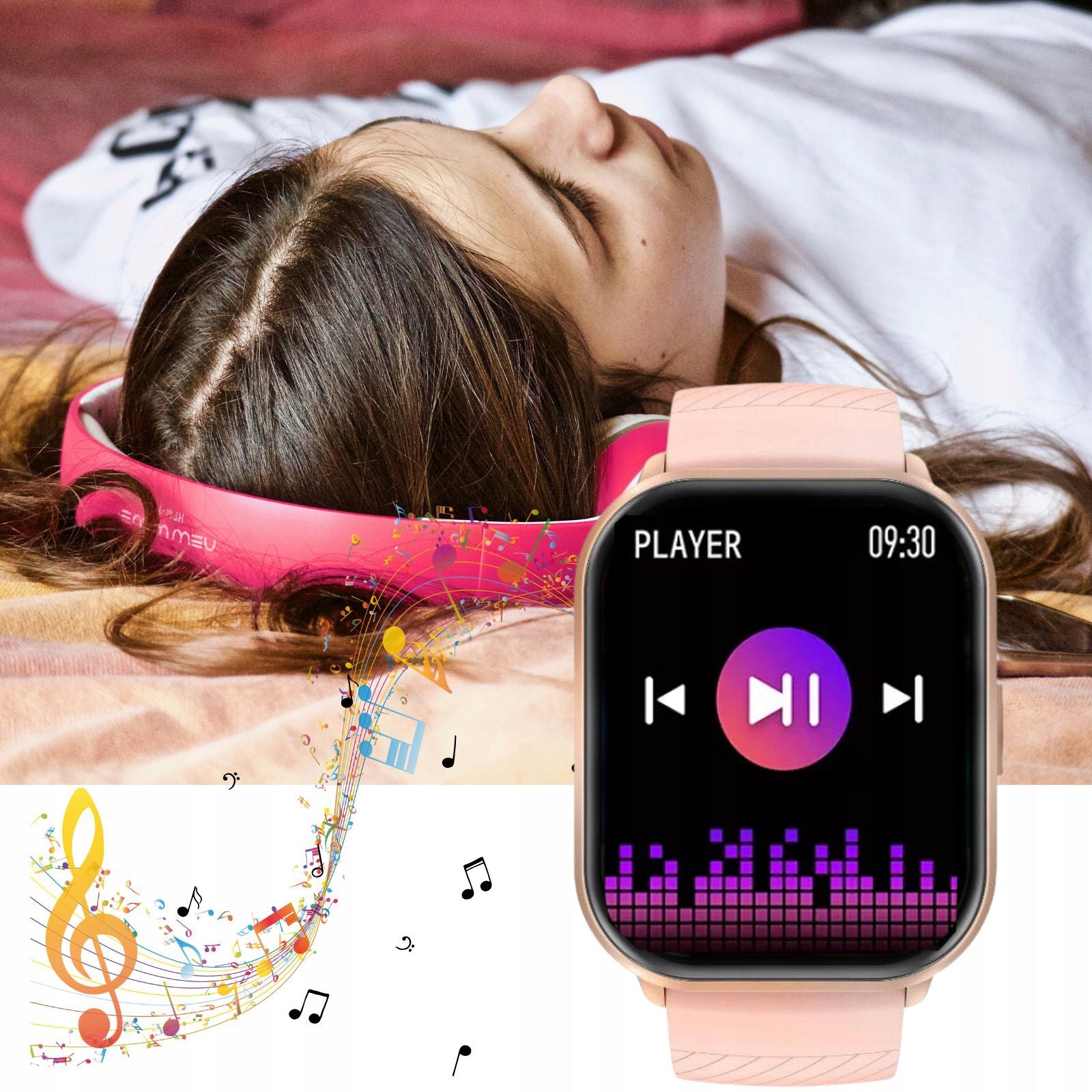 Women's Smartwatch Rubicon RNCF34 Bluetooth Talk 2 Straps Pink Packaging status original