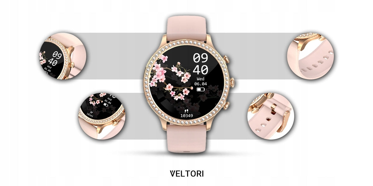 Women's Smartwatch VELTORI VT310-1 Gold Bracelet Pink Silicone Strap Model other