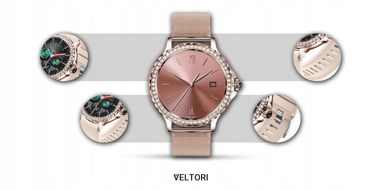 Women's Smartwatch VELTORI VT320-1 Gold Bracelet Pink Silicone Strap Model other