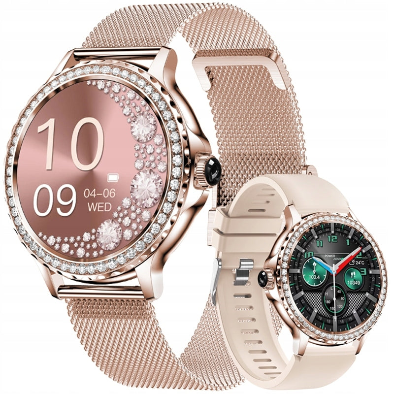 Women's Smartwatch VELTORI VT320-1 Gold Bracelet Pink Silicone Strap