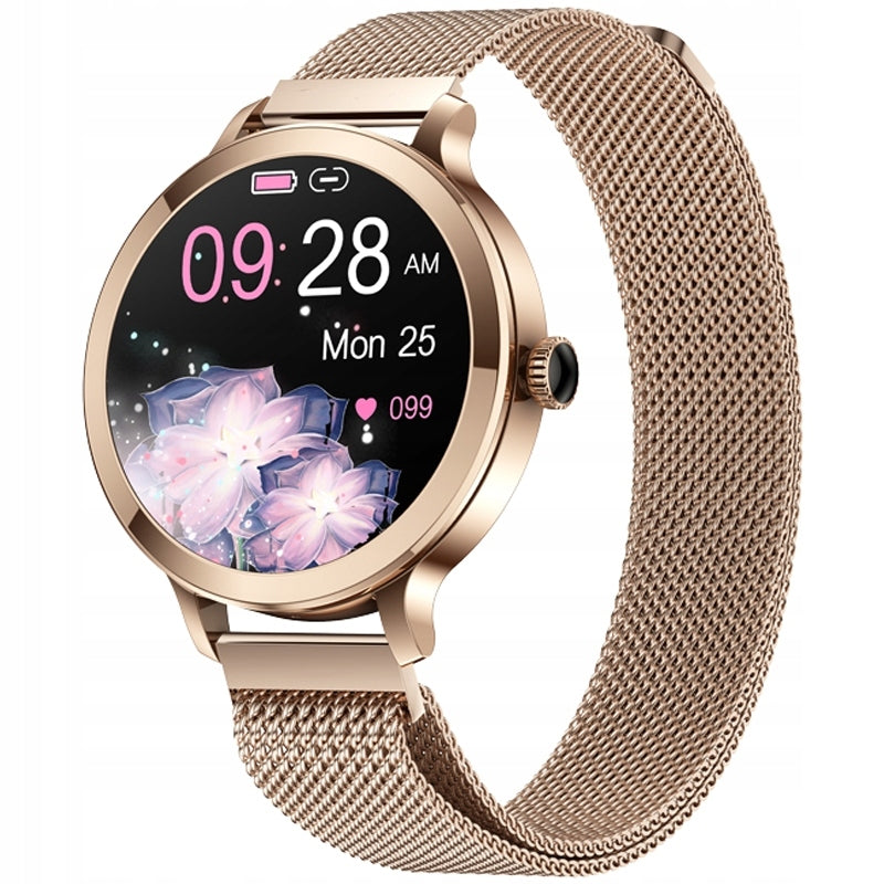 Women's Smartwatch VELTORI VT340-1 Gold Bracelet Pink Silicone Strap