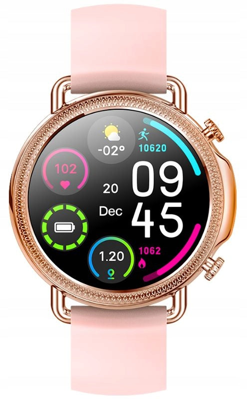 Women's Smartwatch on Pink Silicone Strap Rubicon RNBE74 Rose Gold Brand Rubicon