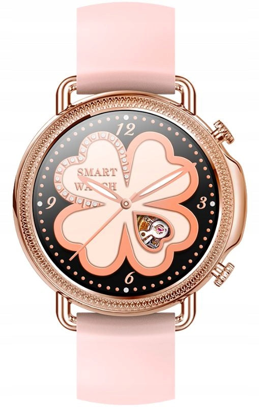 Women's Smartwatch on Pink Silicone Strap Rubicon RNBE74 Rose Gold Color pink