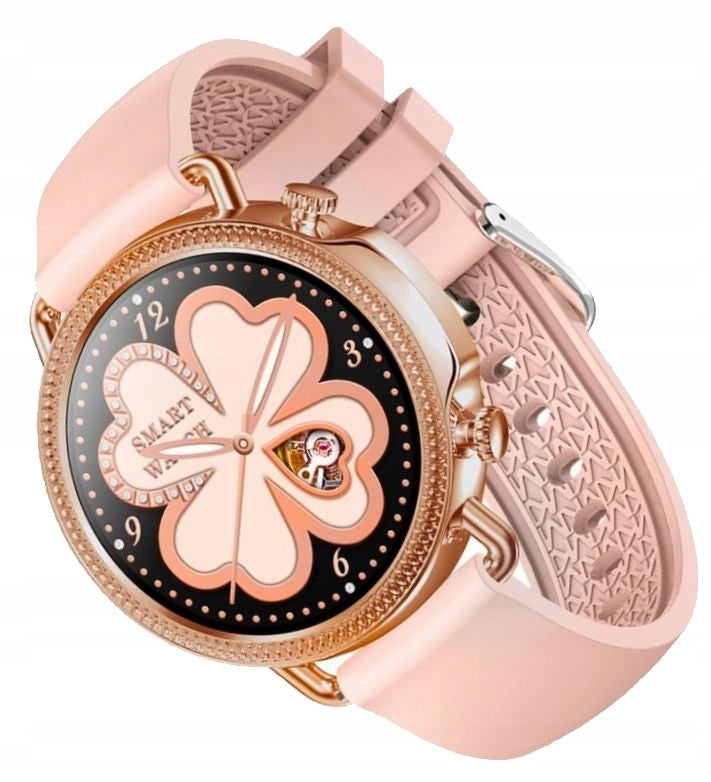 Women's Smartwatch on Pink Silicone Strap Rubicon RNBE74 Rose Gold