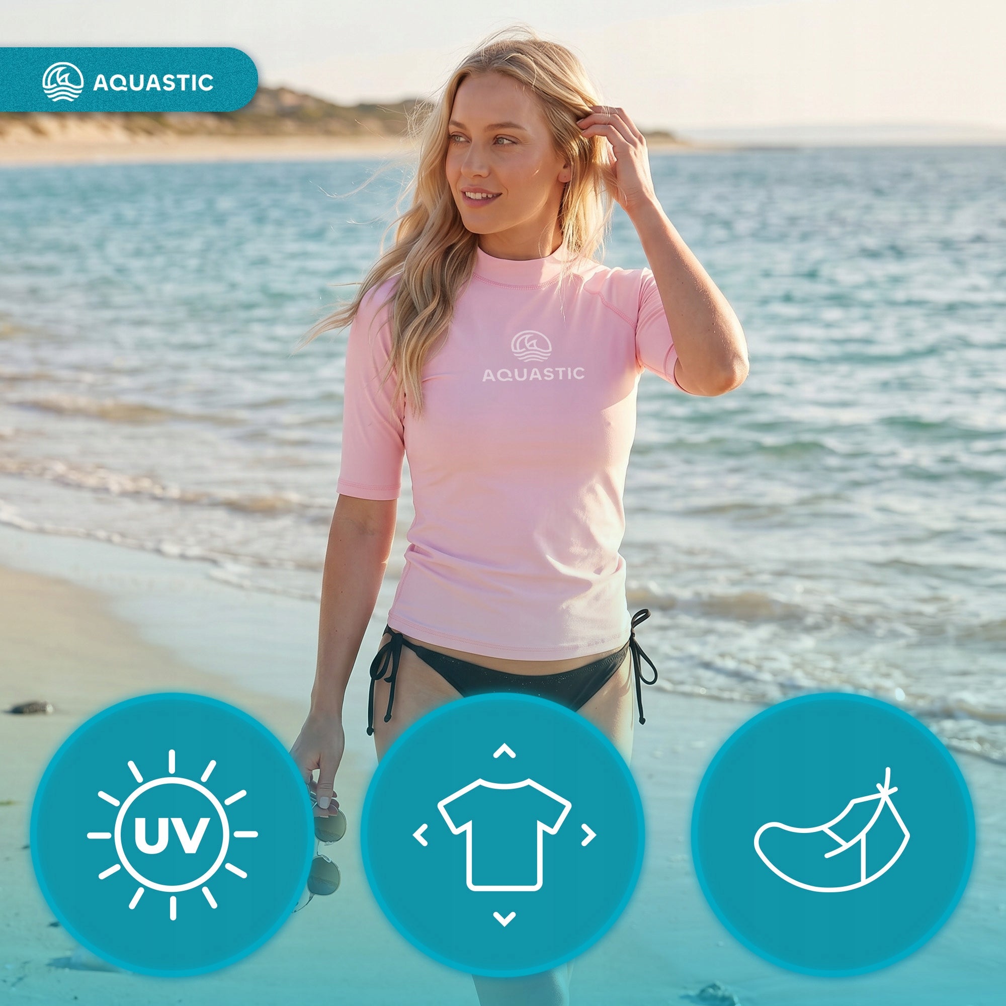Women's T-shirt AQUASTIC Rimos WMNS UV 50+ UPF ELASTIC QUICK-DRYING M Model Rimos UV 50+ UPF