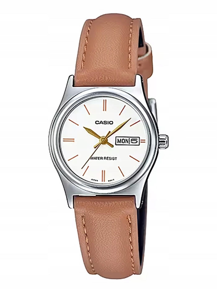 Women's Watch Casio LTP-V006L-7B2 Date Elegant Brown Strap + BOX Brand CASIO