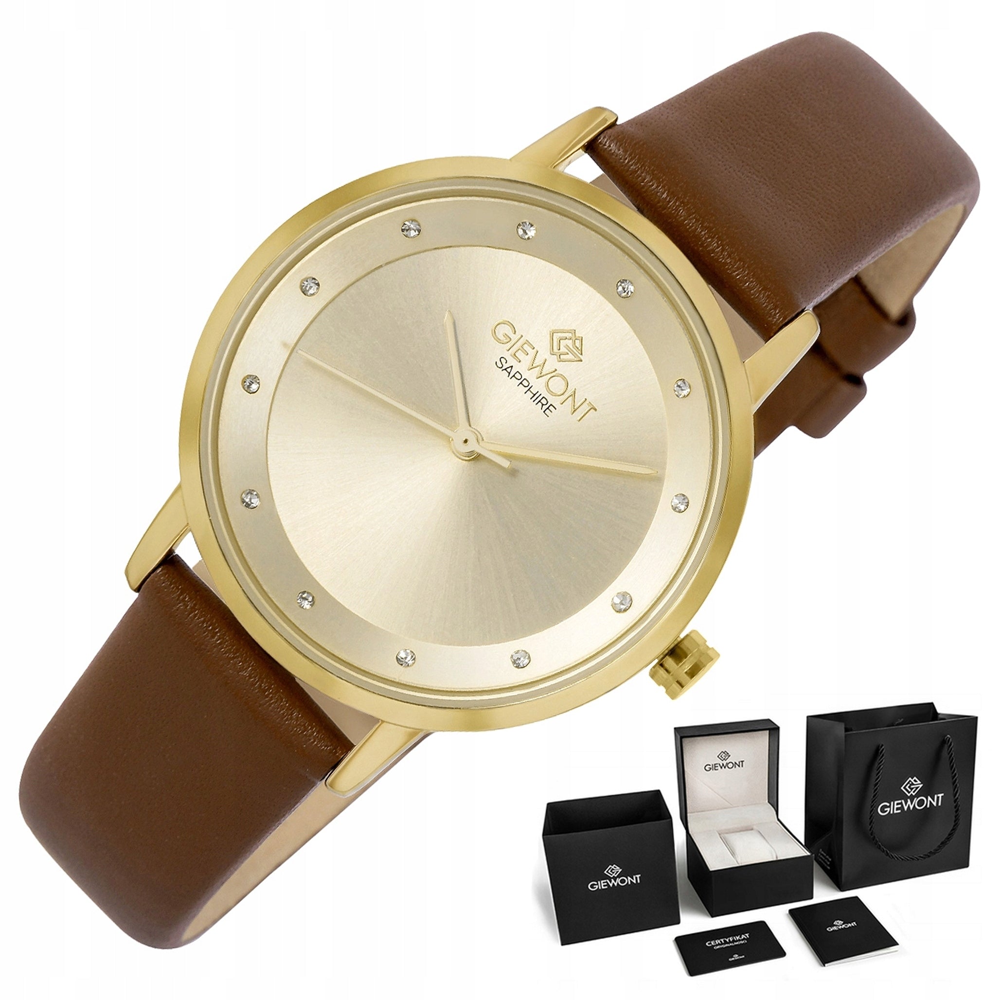 Women's Watch Giewont Leather Strap Elegant GW4130 + BOX + ENGRAVING