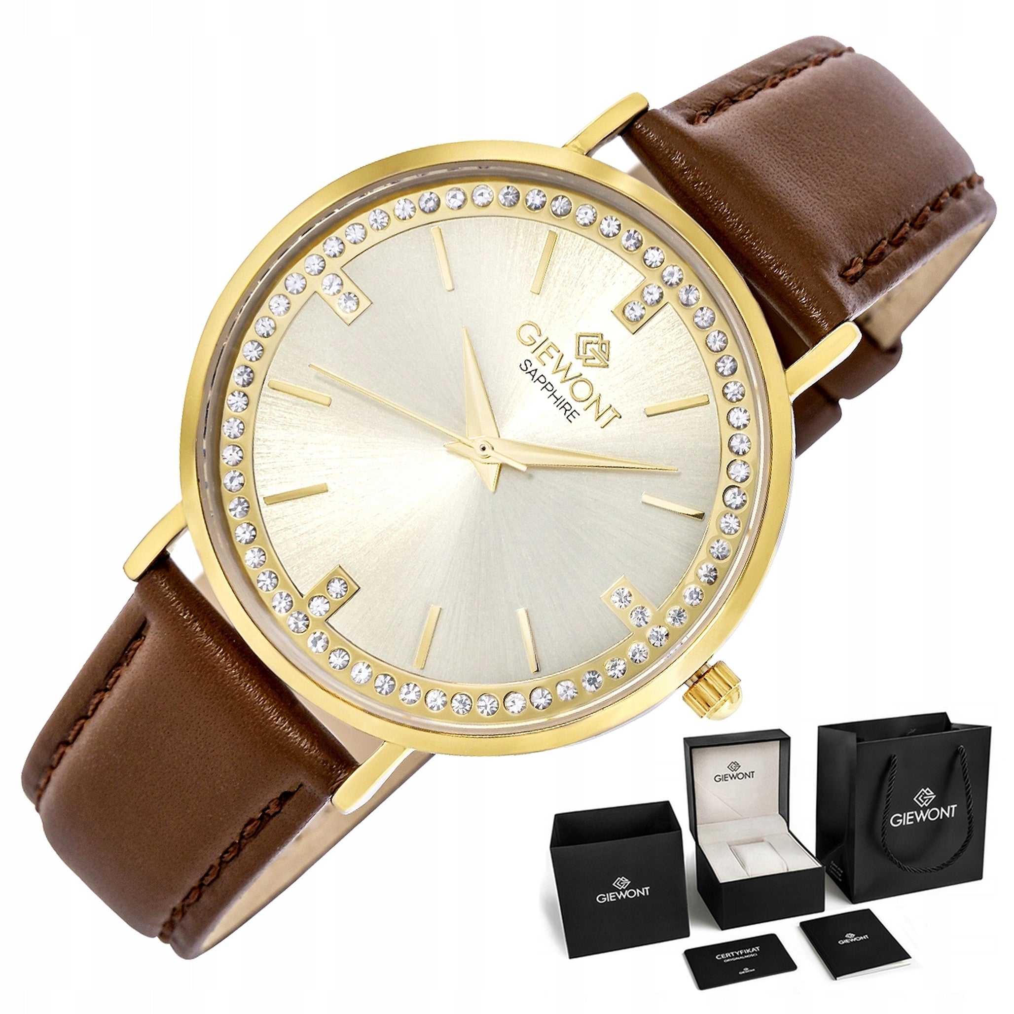 Women's Watch Giewont Leather Strap Elegant GW5390 + BOX + ENGRAVING