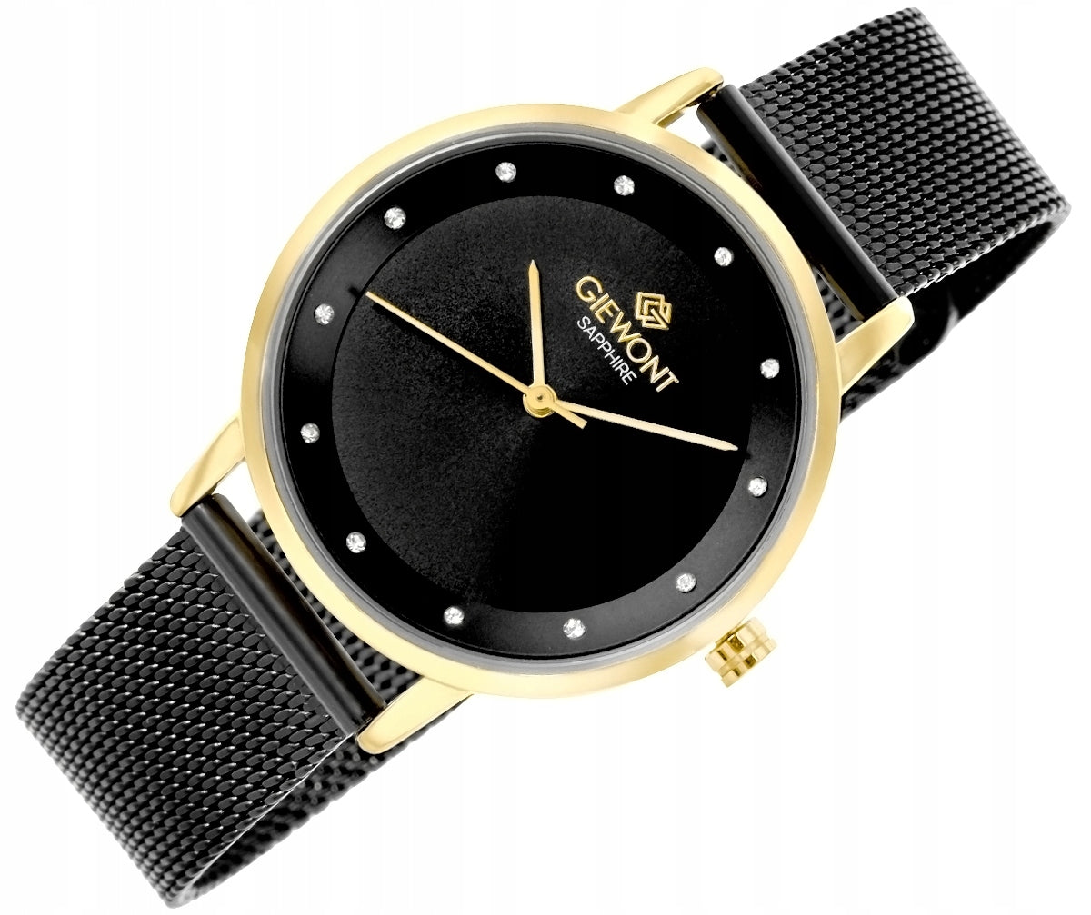 Women's Watch Giewont Sapphire Gold Black GW4130-B4+BOX Brand Giewont