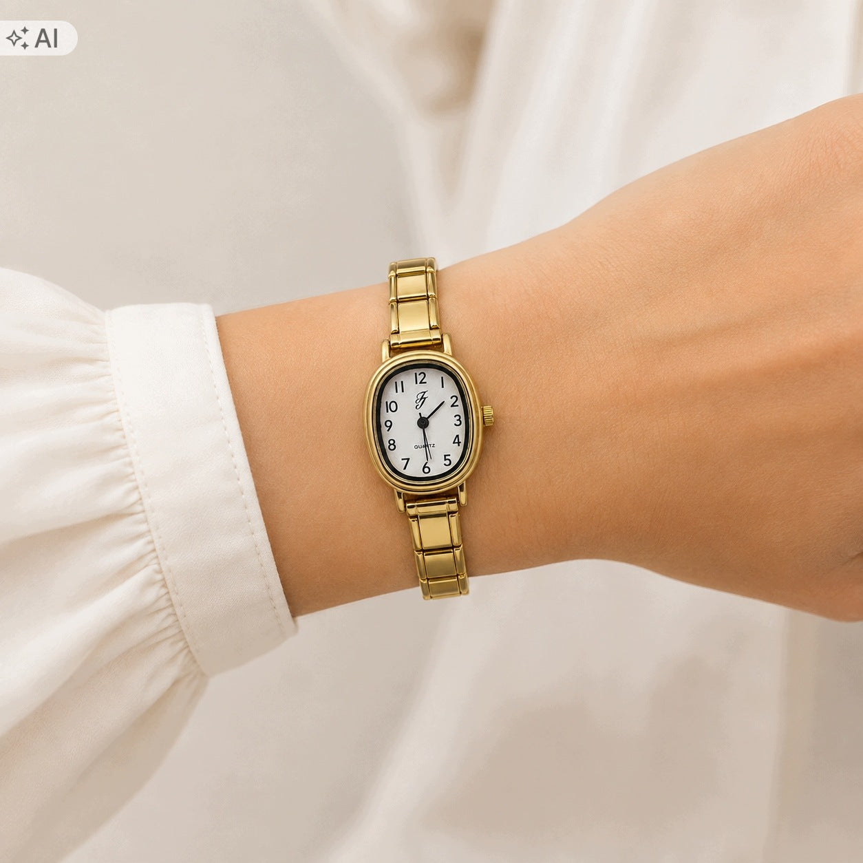 Women's Watch Gold Quartz Elegant Oval On Women's Bracelet Brand no brand