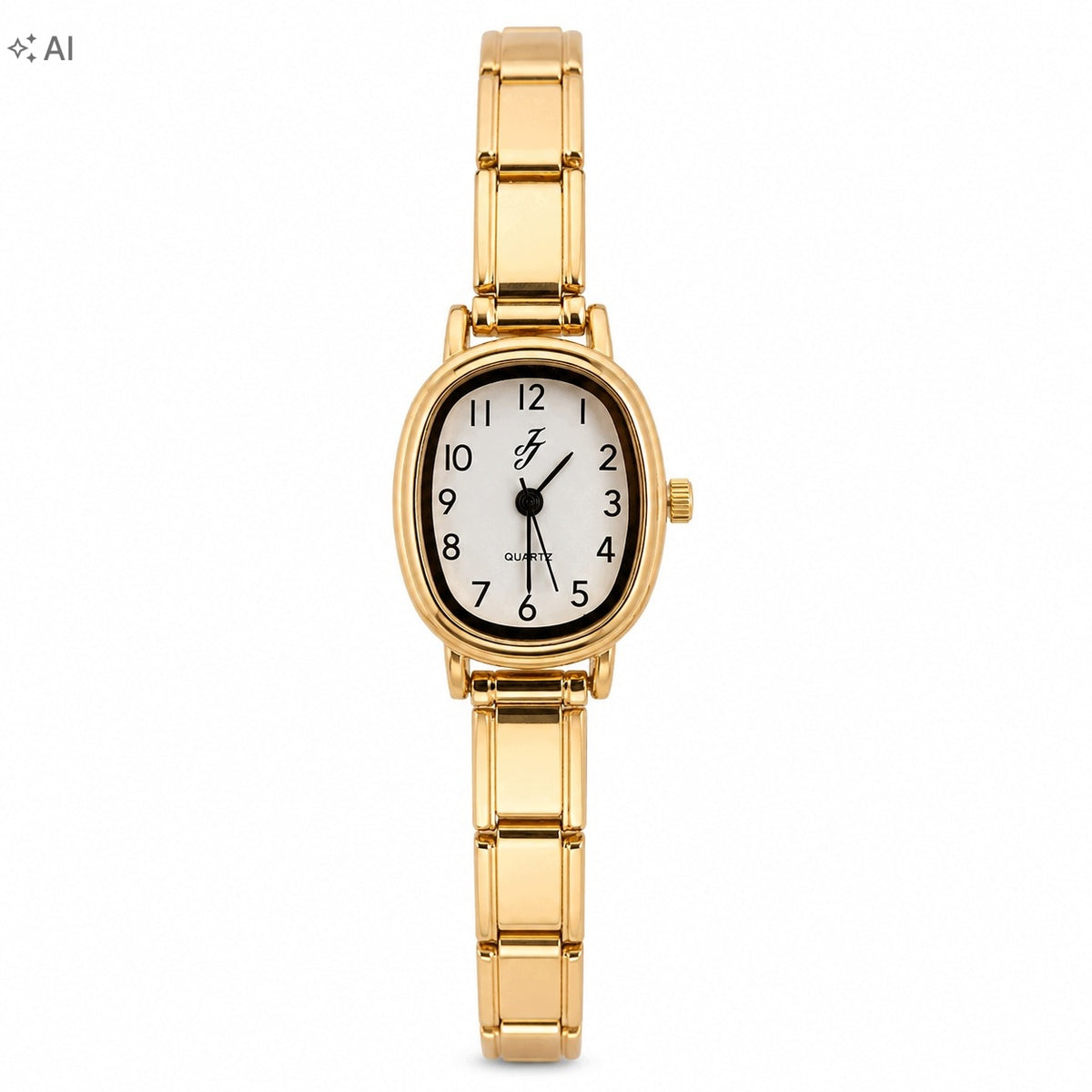Women's Watch Gold Quartz Elegant Oval On Women's Bracelet Packaging status original