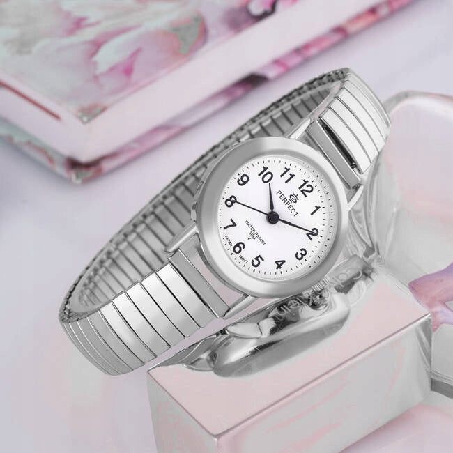Women's Watch STRETCHY BRACELET Silver ELASTIC Eraser Numbers Model X008