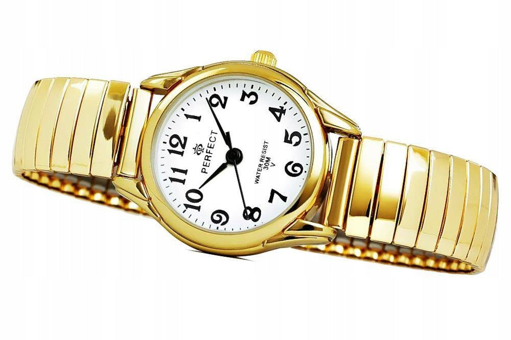 Women's Watch Stretched BRACELET Elastic Eraser GOLD NUMBERS