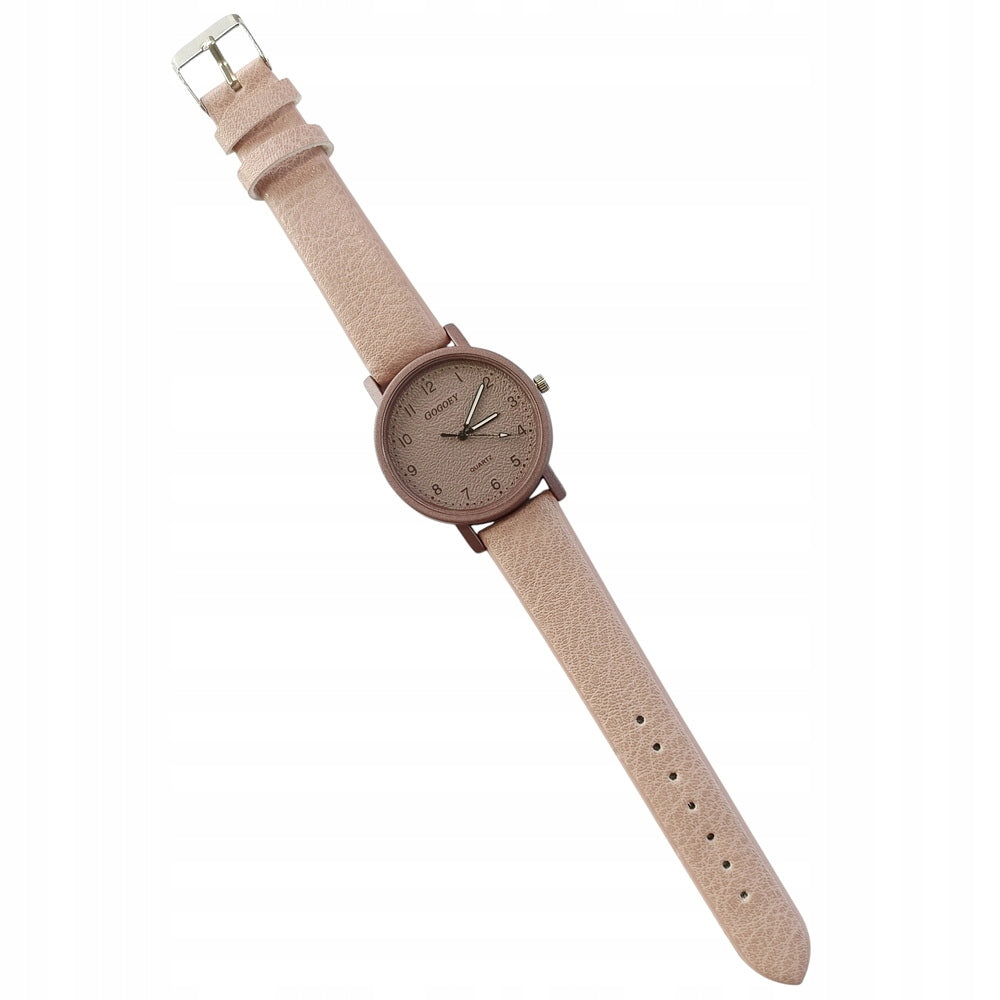 Women's Watch Suede Pink Beige Dirty Pink Strap Classic Brand no brand