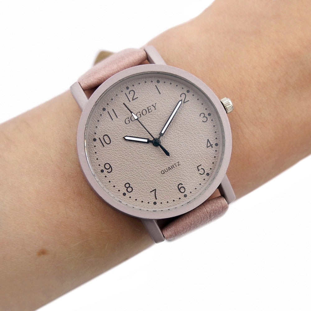 Women's Watch Suede Pink Beige Dirty Pink Strap Classic