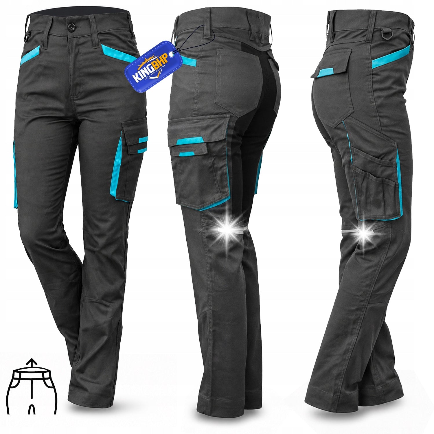 Women's Work Pants Cotton Classic STRETCH Slim Elastic REINFORCED